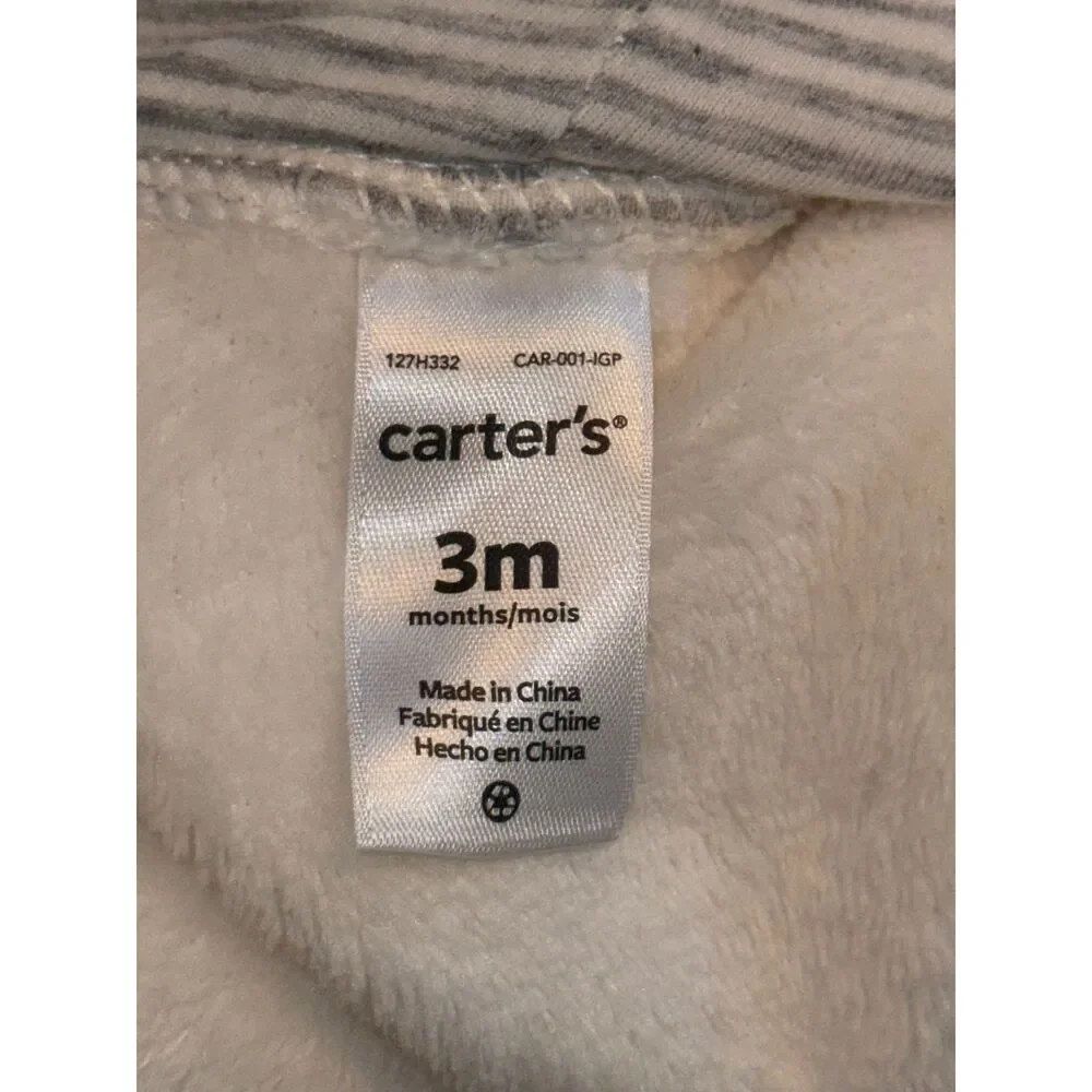 Carter's Baby Bear Hoodie Sweatshirt Cream 3M Cute Hooded Pullover Top